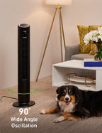 Holmes 42" Oscillating 5-Speed Digital Tower Fan with Remote Control Black