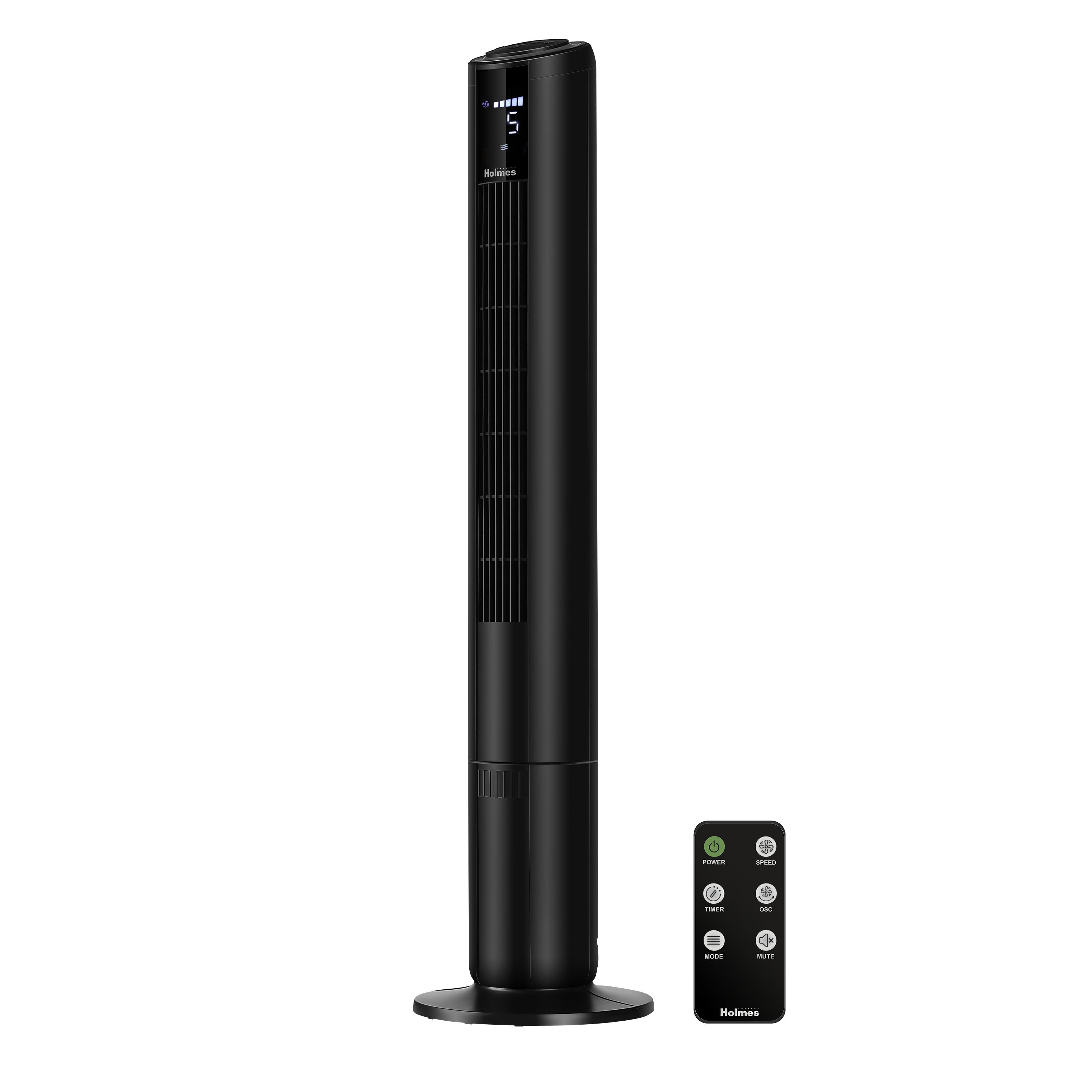Holmes 42" Oscillating 5-Speed Digital Tower Fan with Remote Control Black