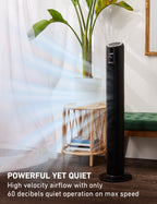 Holmes 42" SmartConnect WiFi 5-Speed Digital Tower Fan, Black