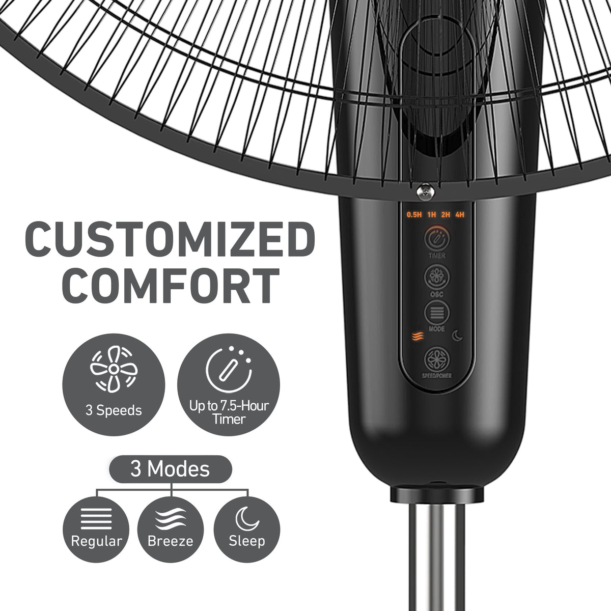 Holmes 16” BladeBreeze Digital Stand Fan Oscillation Remote Black