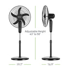 Holmes 16” BladeBreeze Digital Stand Fan Oscillation Remote Black