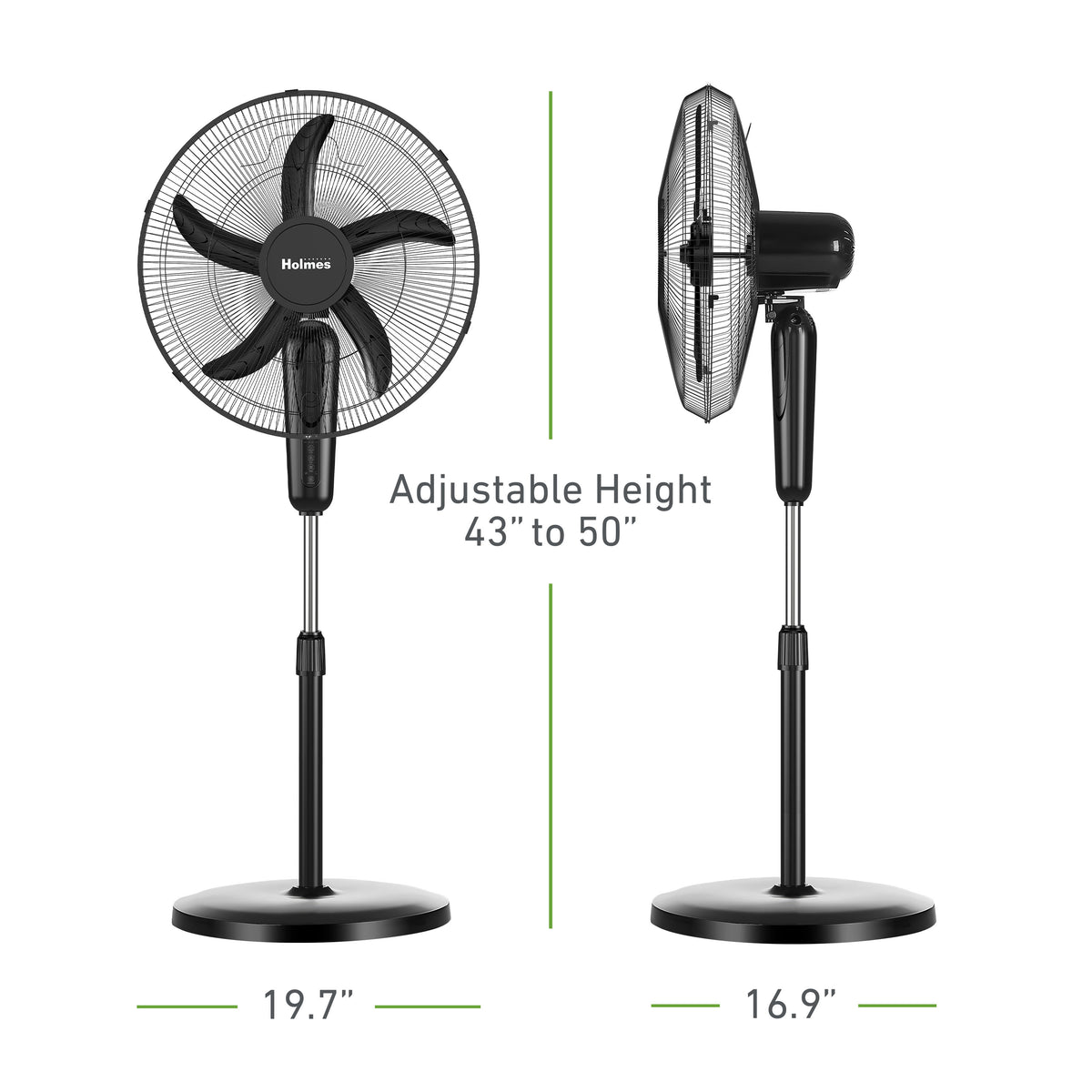 Holmes 16” BladeBreeze Digital Stand Fan Oscillation Remote Black