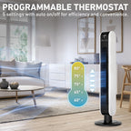Holmes 40” BreezePro WiFi Tower Fan, CleanBreeze, ClearRead Display, Thermostat, Remote, Black-White