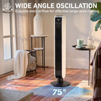 Holmes 40” BreezePro WiFi Tower Fan, CleanBreeze, ClearRead Display, Thermostat, Remote, Black-White