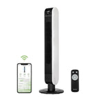 Holmes 40” BreezePro WiFi Tower Fan, CleanBreeze, ClearRead Display, Thermostat, Remote, Black-White
