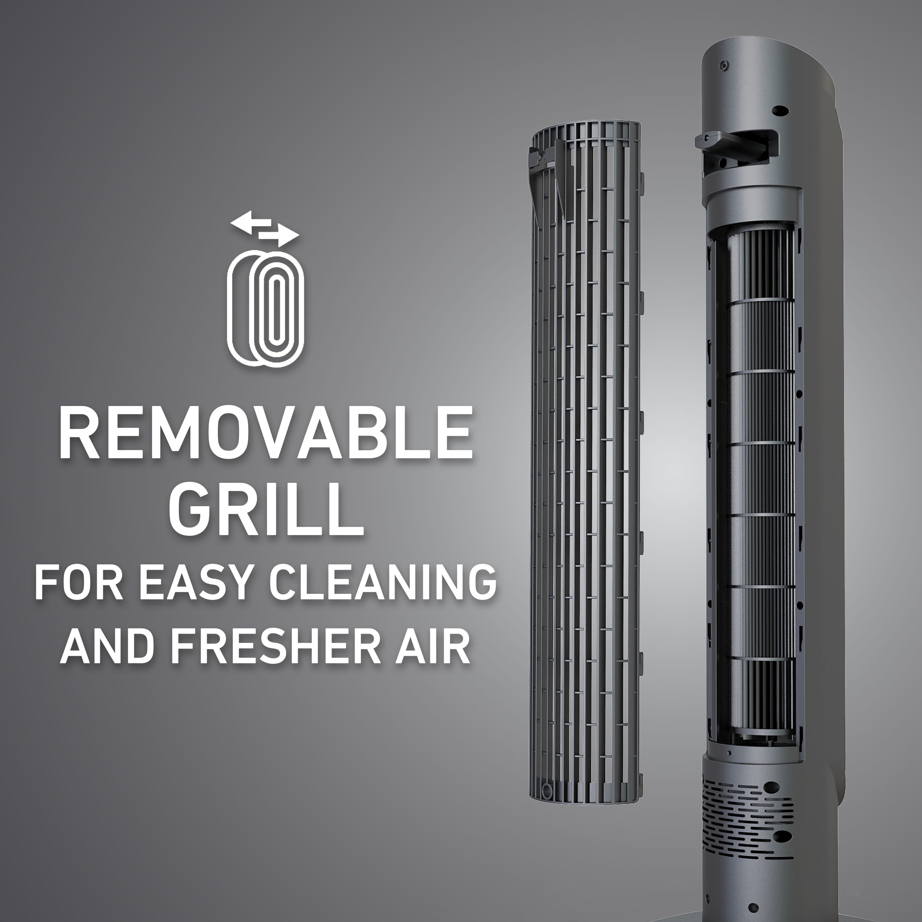 Holmes 36" CleanBreeze Oscillating Digital Tower Fan, Removable Blade, 6 Speeds, Remote Control, Black