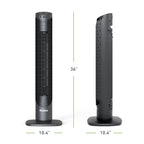 Holmes 36" Digital CleanBreeze Tower Fan with Remote 6 Speeds 75° Oscillation Black