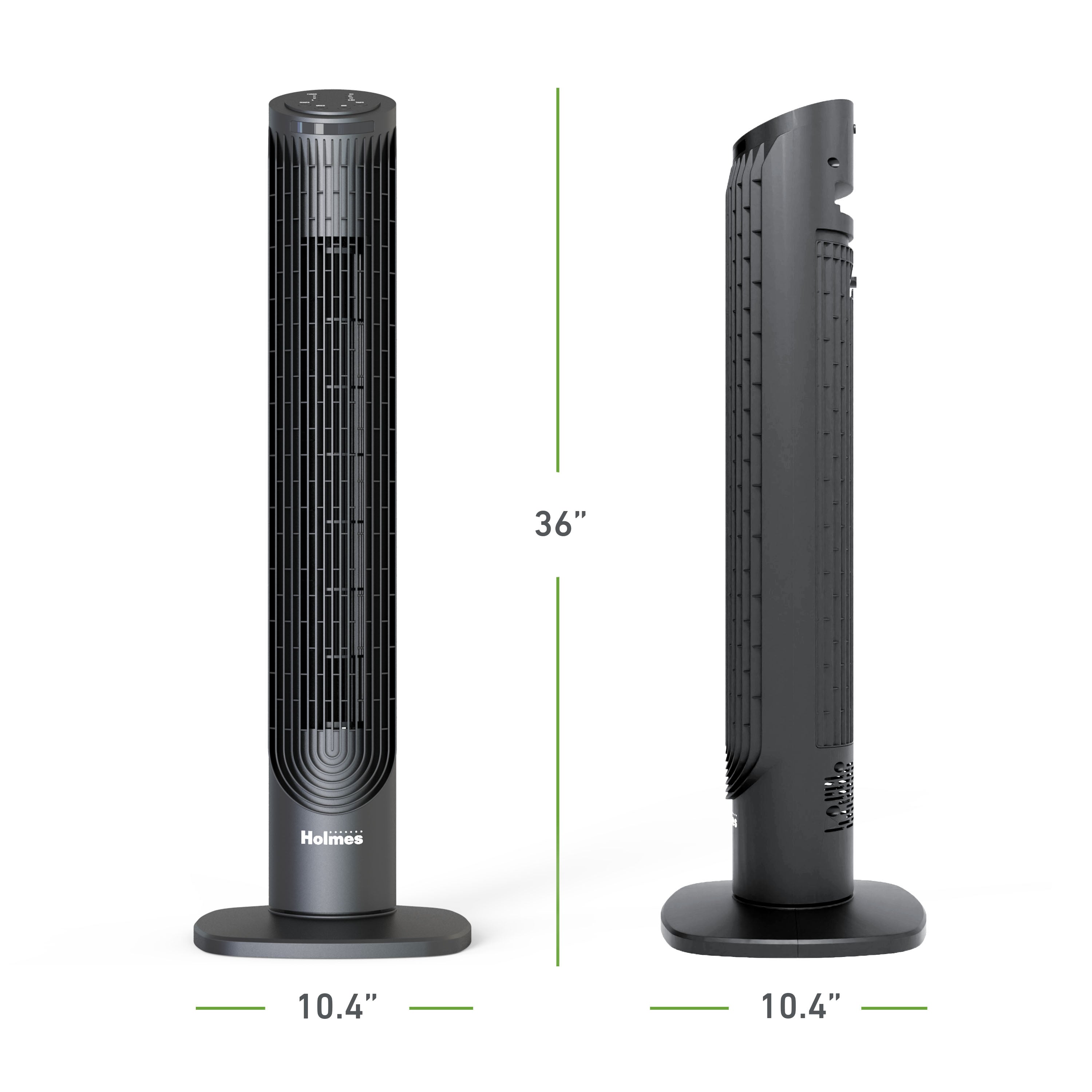 Holmes 36" CleanBreeze Oscillating Digital Tower Fan, Removable Blade, 6 Speeds, Remote Control, Black
