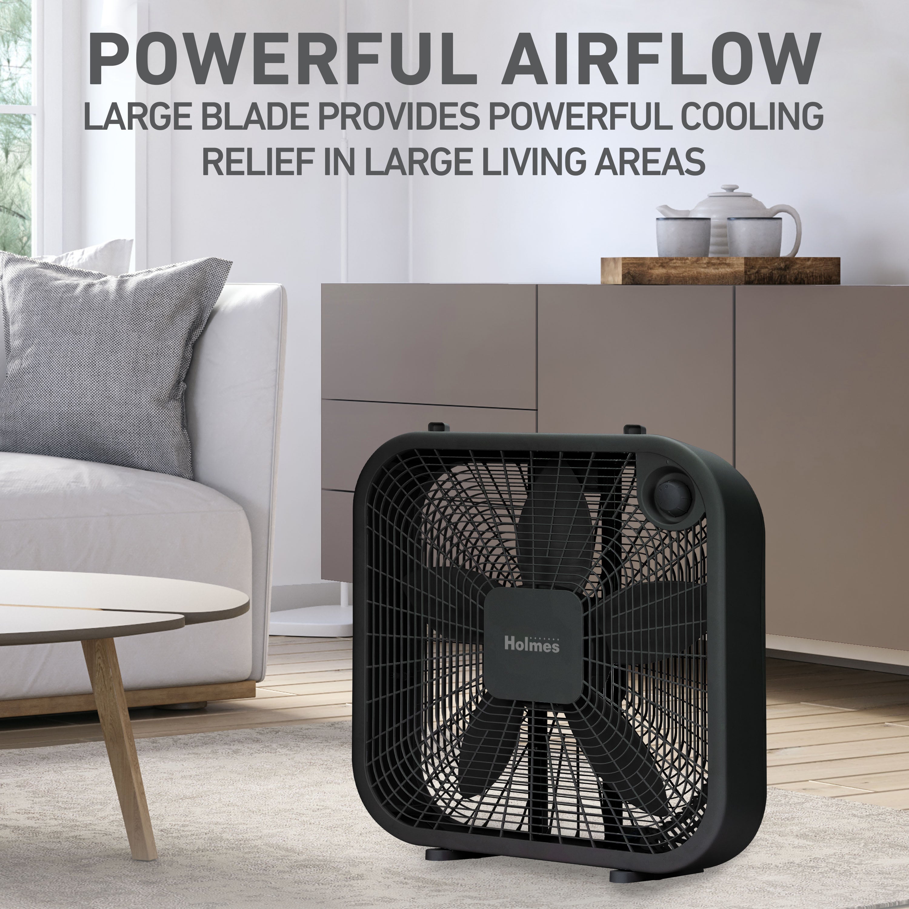 ボックスファン　Holmes Holmes® 20-Inch High-Velocity Box Fan, Black